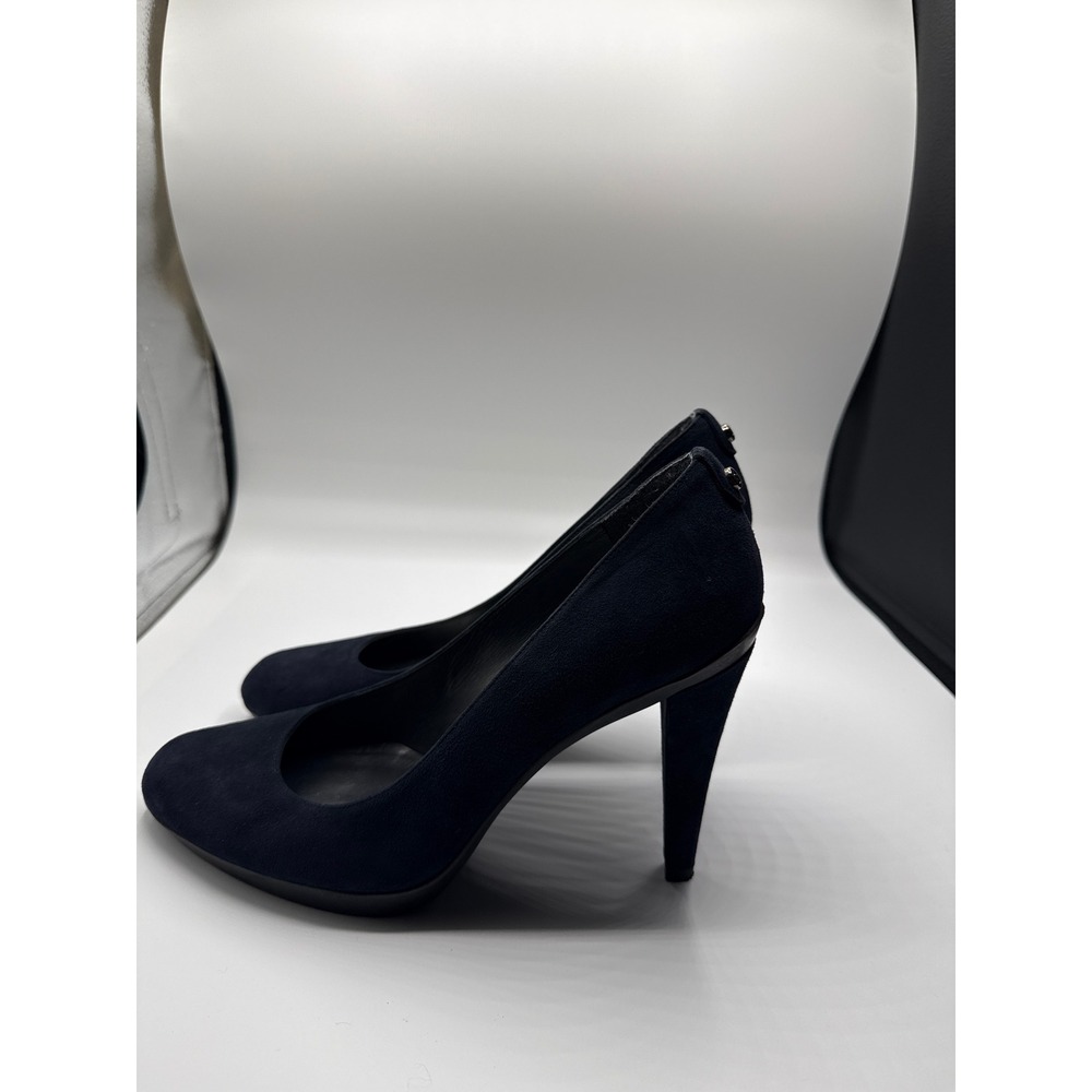 Stuart Weitzman Navy Blue Suede Platform Pumps Round Toe Stiletto Heels - Picture 4 of 8